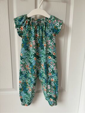 Tea Collection - Lightweight Green Floral Kids Romper